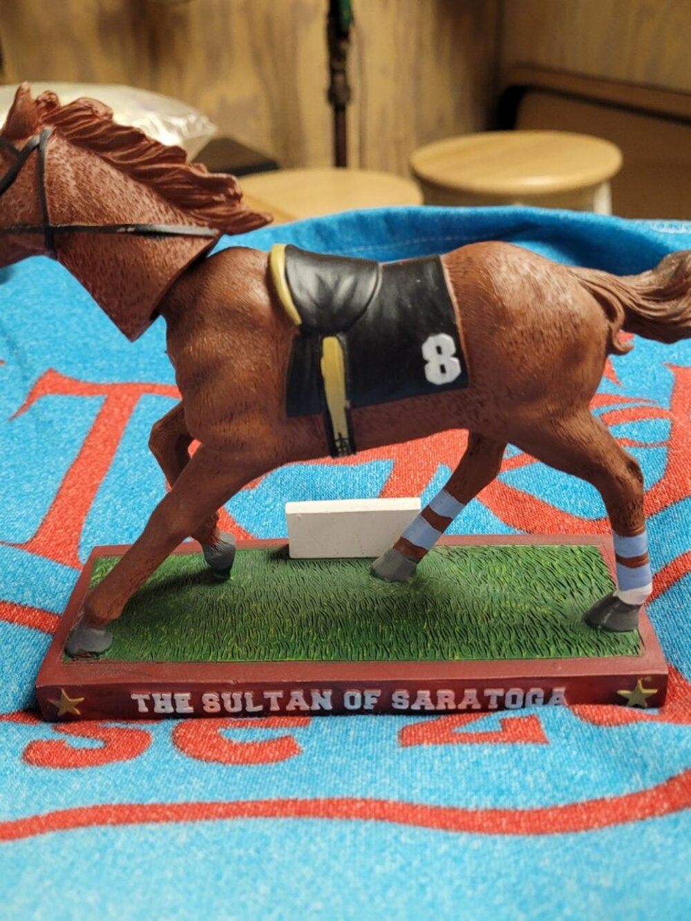 The Sultan of Saratoga Race Course FOURSTARDAVE Bobblehead Race Horse NIB